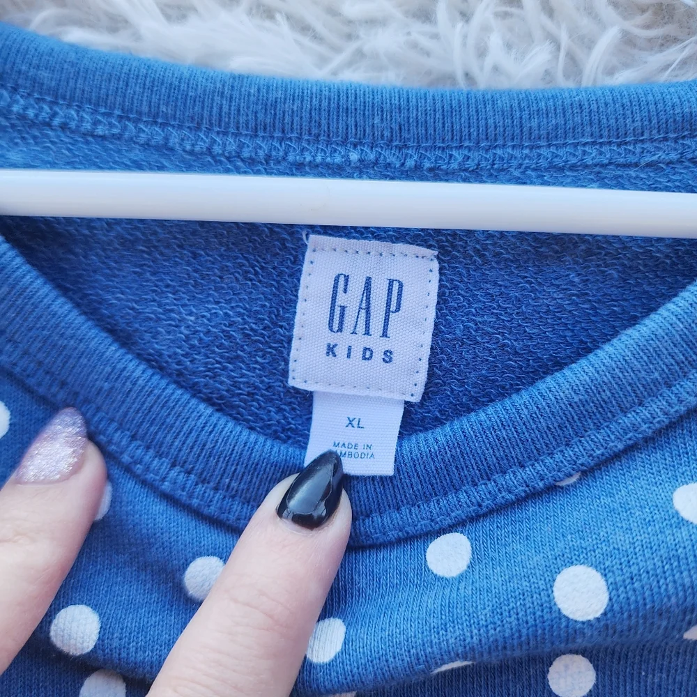 Gaps Kids Cascade Ruffle‎ Blue Polka Dot Dress